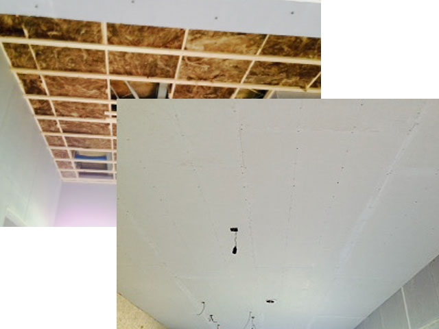 De plafonds zijn afgewerkt met Fermacell gipsvezelplaat, direct klaar voor afwerking.